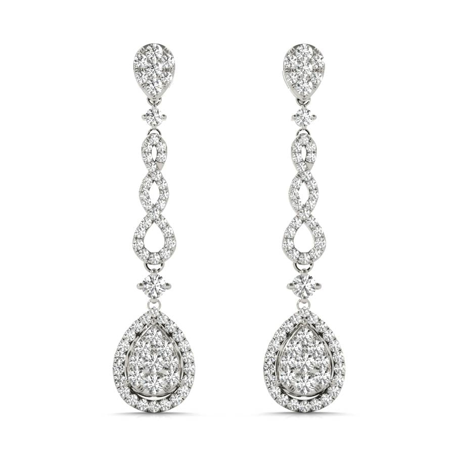 Infinity Halo Pear Shape Illusion Dangling Earrings - Elgrissy Diamonds