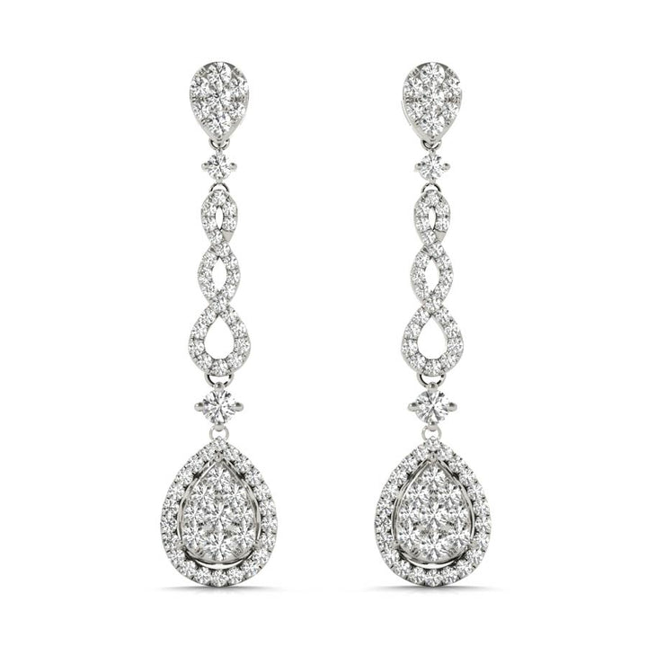 Halo Pear Shape Illusion Dangling Earrings - Elgrissy Diamonds