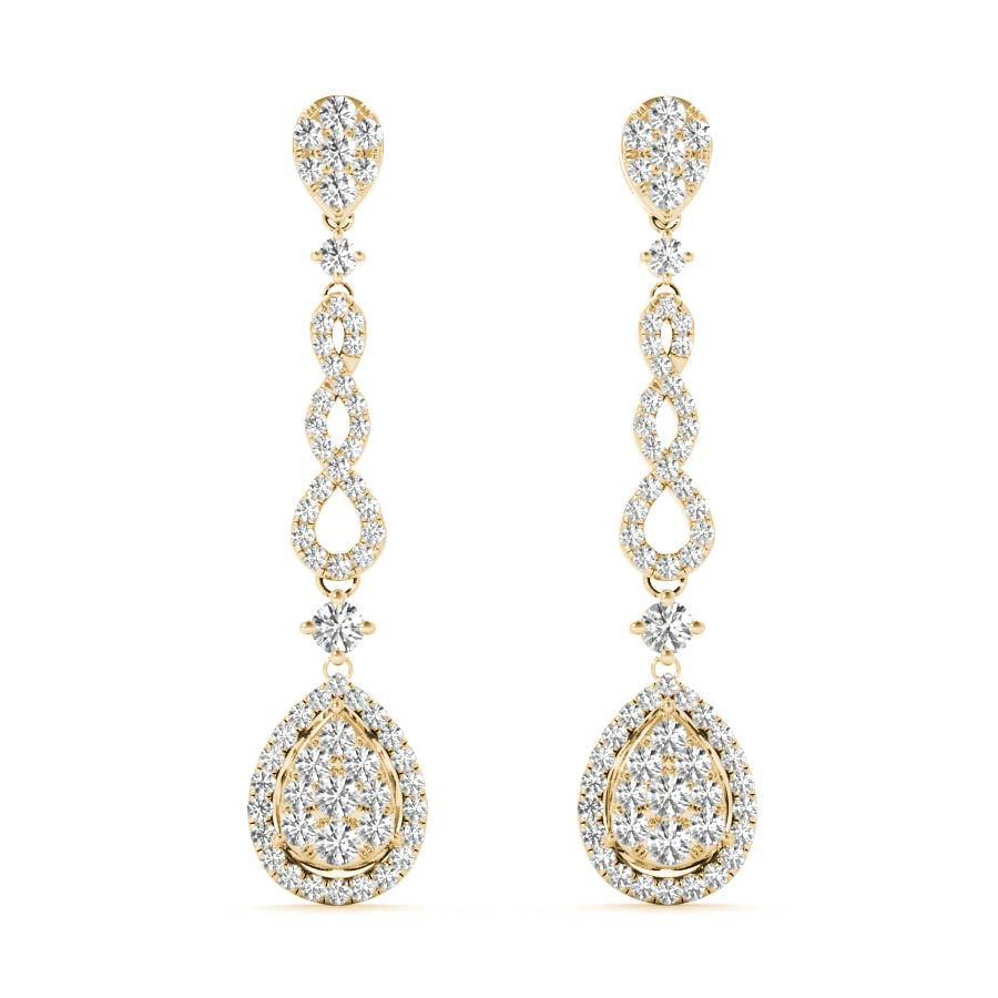 Infinity Halo Pear Shape Illusion Dangling Earrings - Elgrissy Diamonds