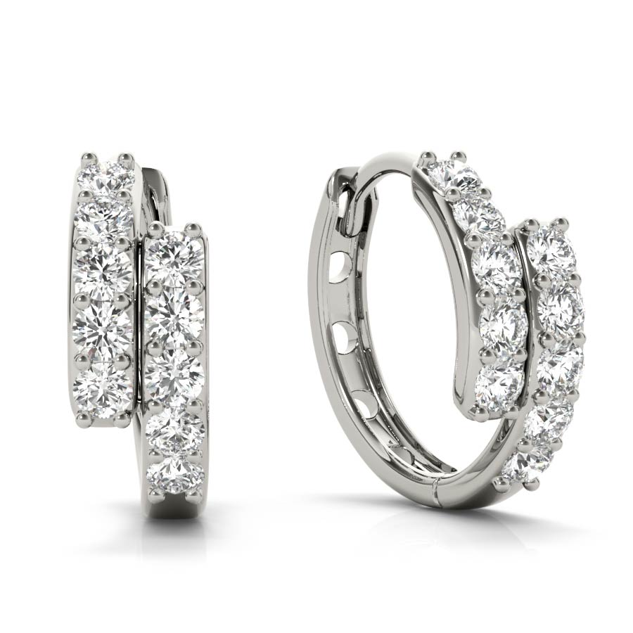 TwoRows Mini Huggies Earrings - Elgrissy Diamonds