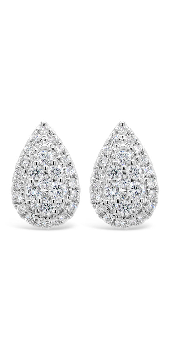 Halo Pear Shape Illusion Diamonds Stud Earrings - Elgrissy Diamonds