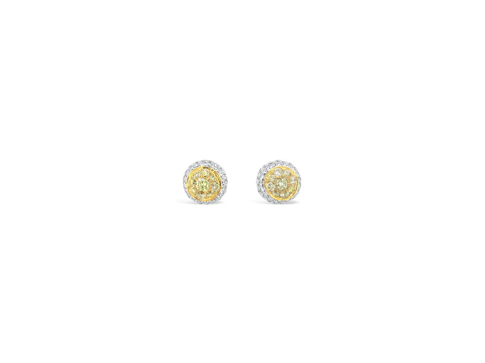 Two Tone Double Halo Illusion Diamonds Earrings - Elgrissy Diamonds