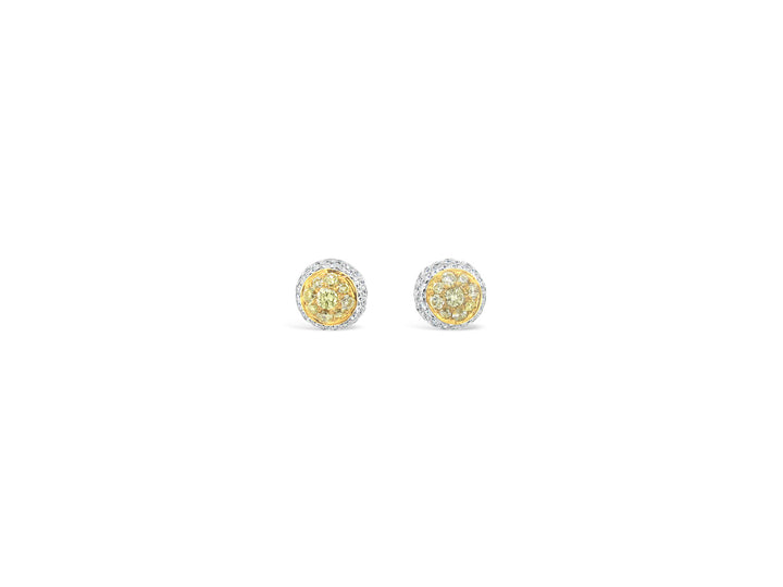 Two Tone Double Halo Illusion Diamonds Earrings - Elgrissy Diamonds