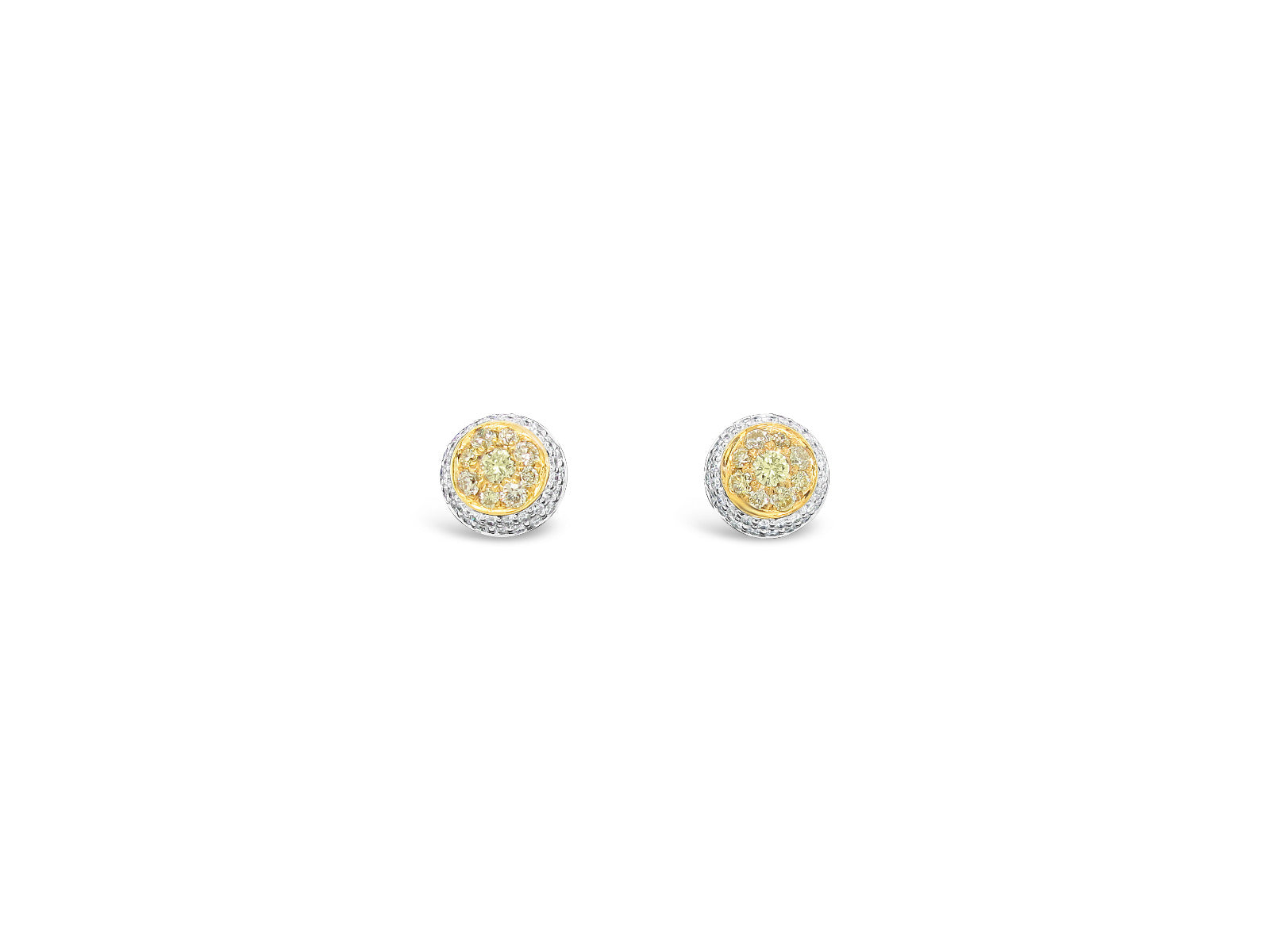 Two Tone Double Halo Illusion Diamonds Earrings - Elgrissy Diamonds