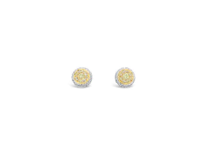 Two Tone Double Halo Illusion Diamonds Earrings - Elgrissy Diamonds