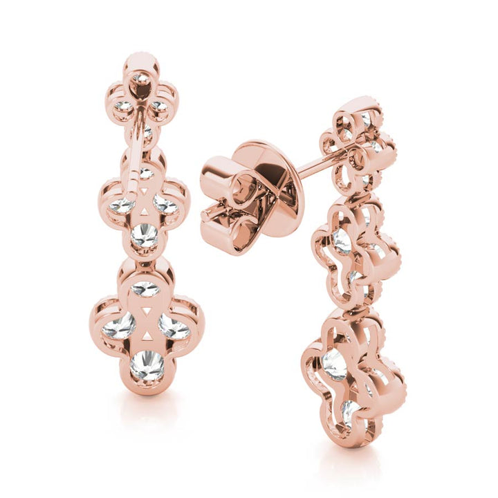 Diamonds Clover Dangling Earrings - Elgrissy Diamonds