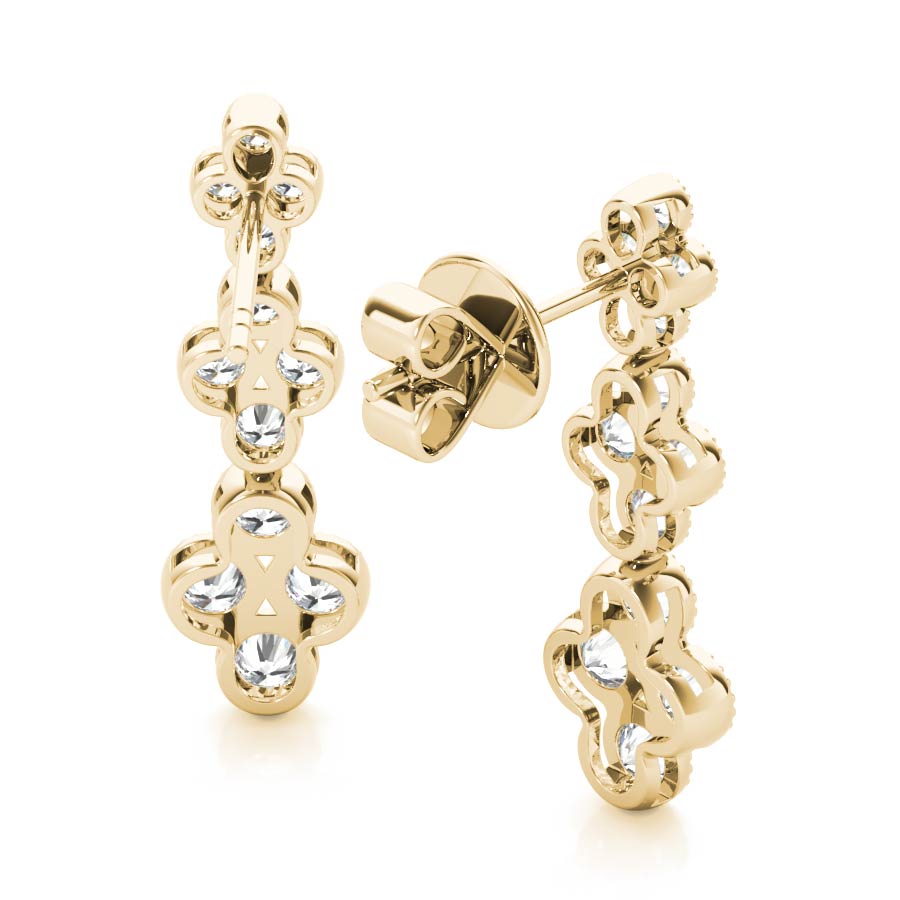 Diamonds Clover Dangling Earrings - Elgrissy Diamonds