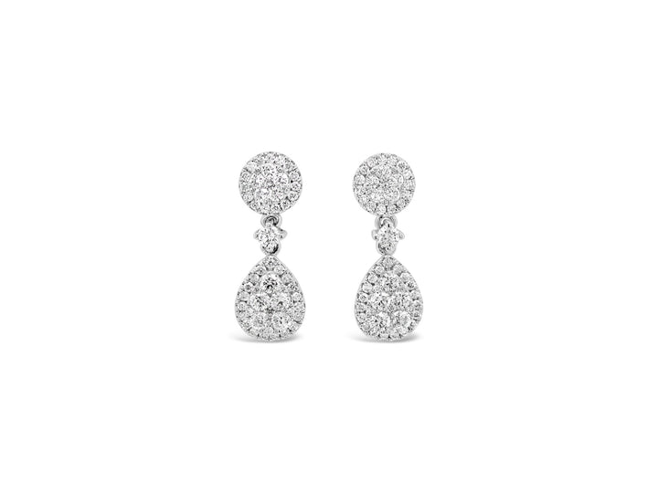 Pear Shape Diamonds Halo Drop Earrings - Elgrissy Diamonds