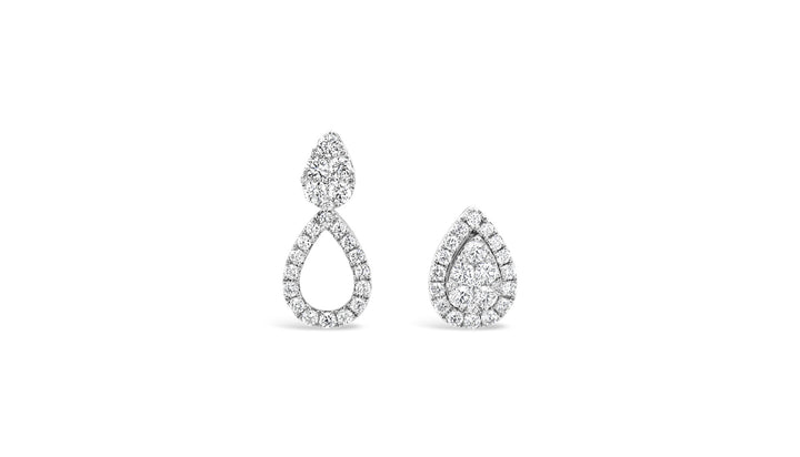 Halo Pear Shape Interchange Illusion Dangling Earrings - Elgrissy Diamonds