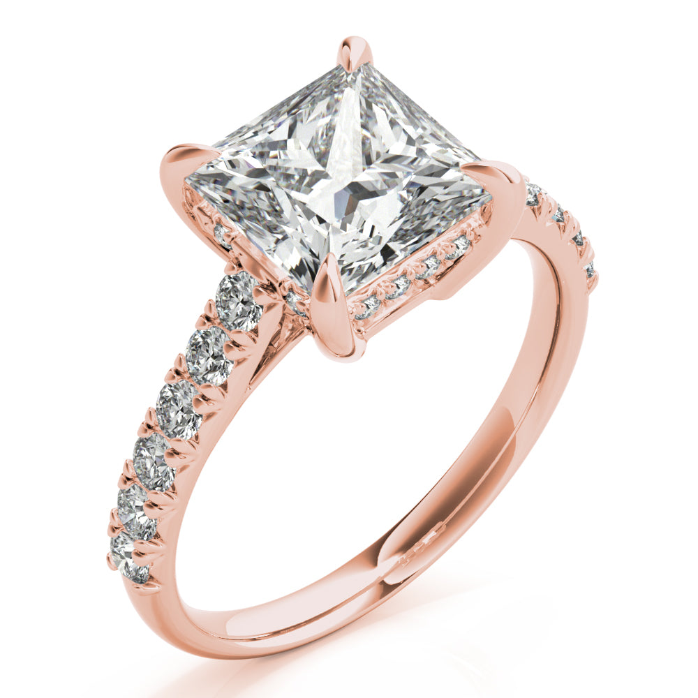 Princess Hidden Halo  Diamond Engagement Ring - Elgrissy Diamonds