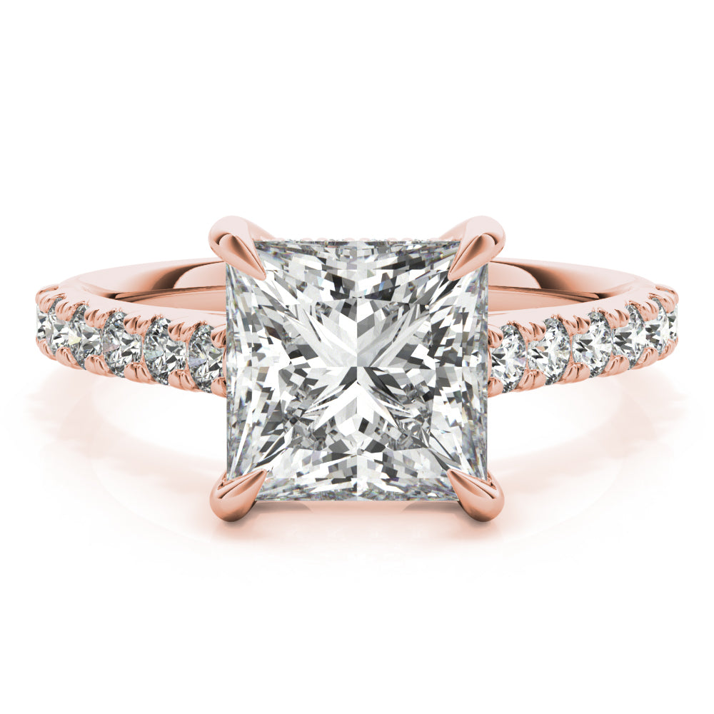 Princess Hidden Halo  Diamond Engagement Ring - Elgrissy Diamonds