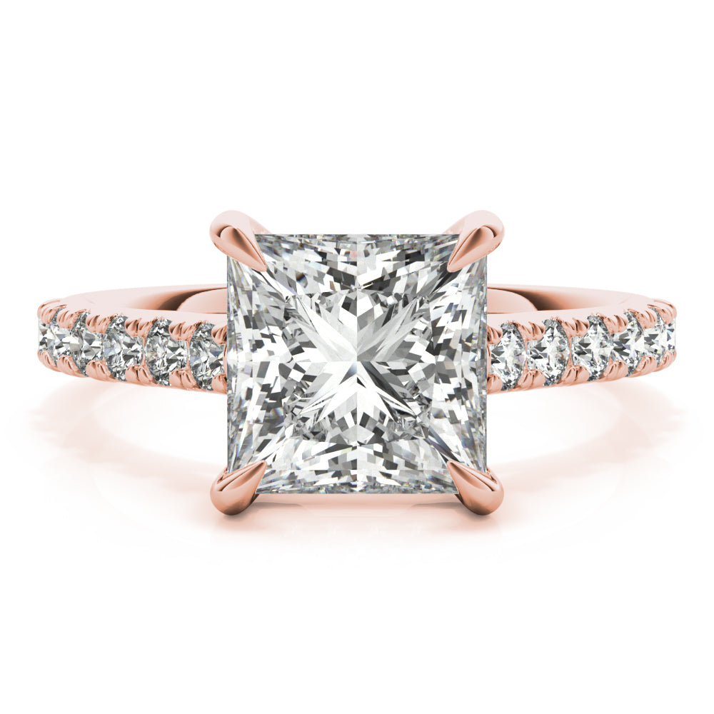 Princess Hidden Halo  Diamond Engagement Ring - Elgrissy Diamonds