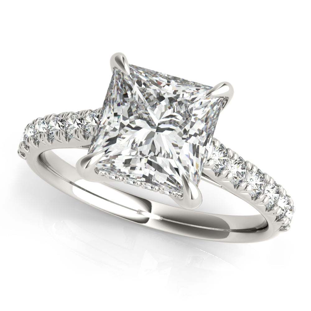 Princess Hidden Halo  Diamond Engagement Ring - Elgrissy Diamonds