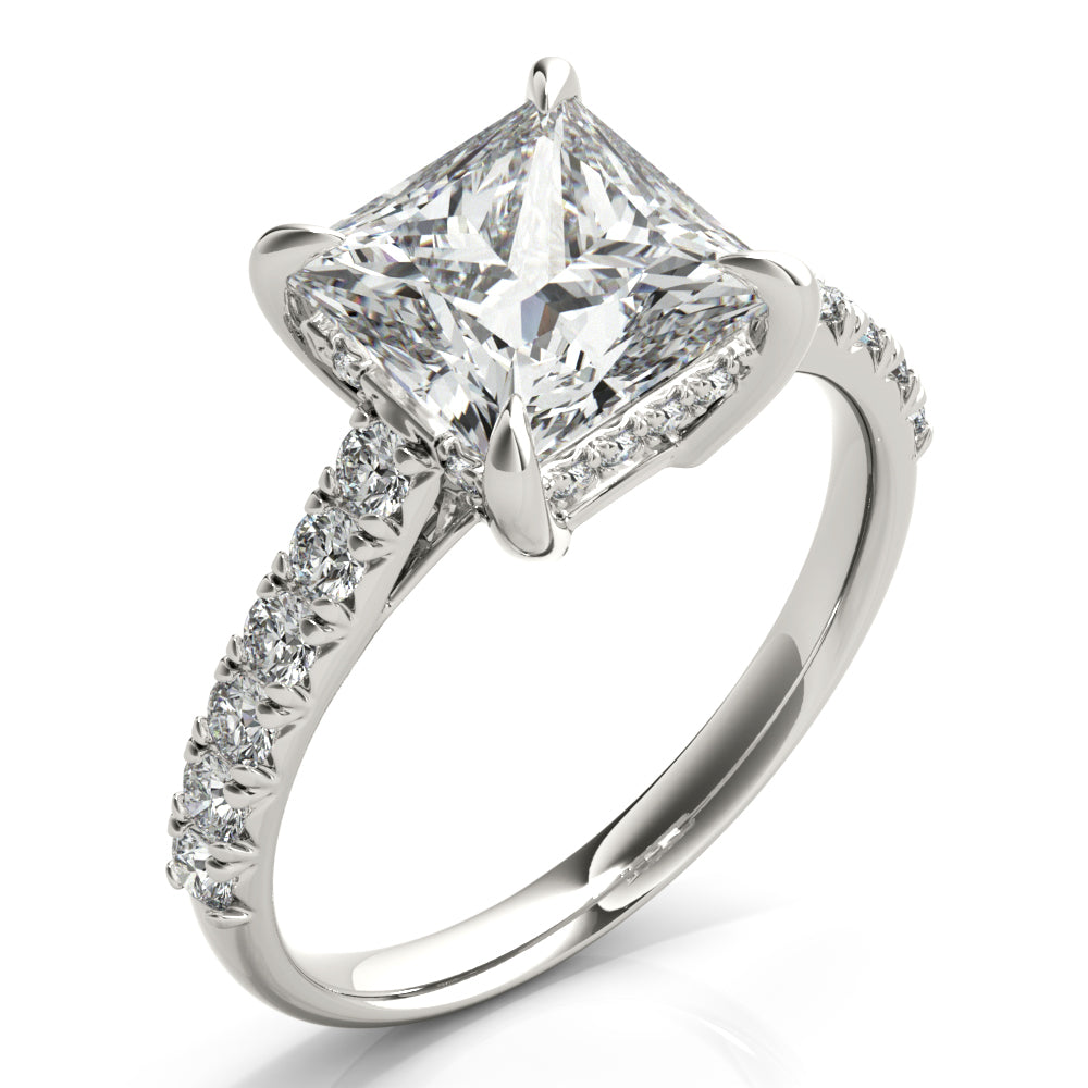 Princess Hidden Halo  Diamond Engagement Ring - Elgrissy Diamonds