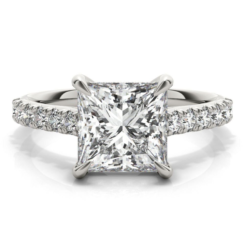 Princess Hidden Halo  Diamond Engagement Ring - Elgrissy Diamonds