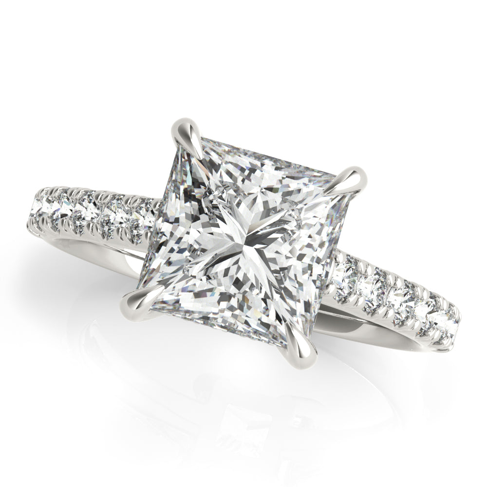 Princess Hidden Halo  Diamond Engagement Ring - Elgrissy Diamonds