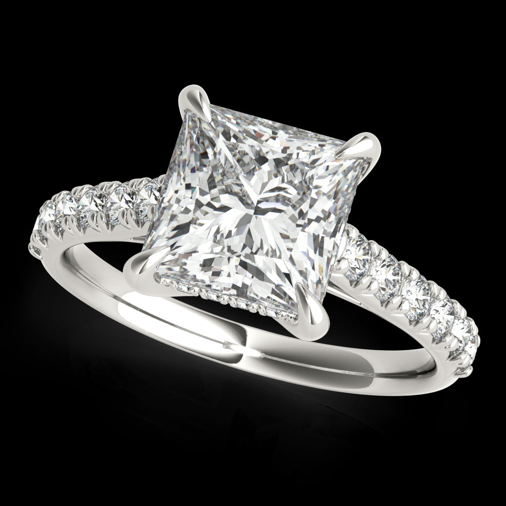 Princess Hidden Halo  Diamond Engagement Ring - Elgrissy Diamonds