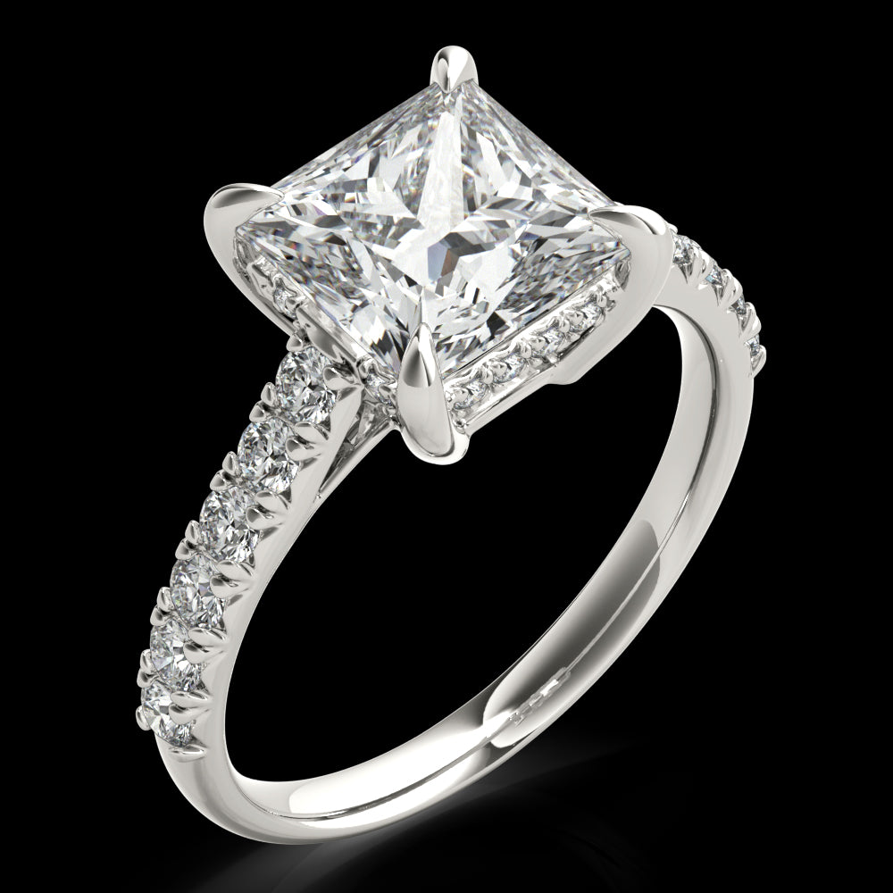 Princess Hidden Halo  Diamond Engagement Ring - Elgrissy Diamonds