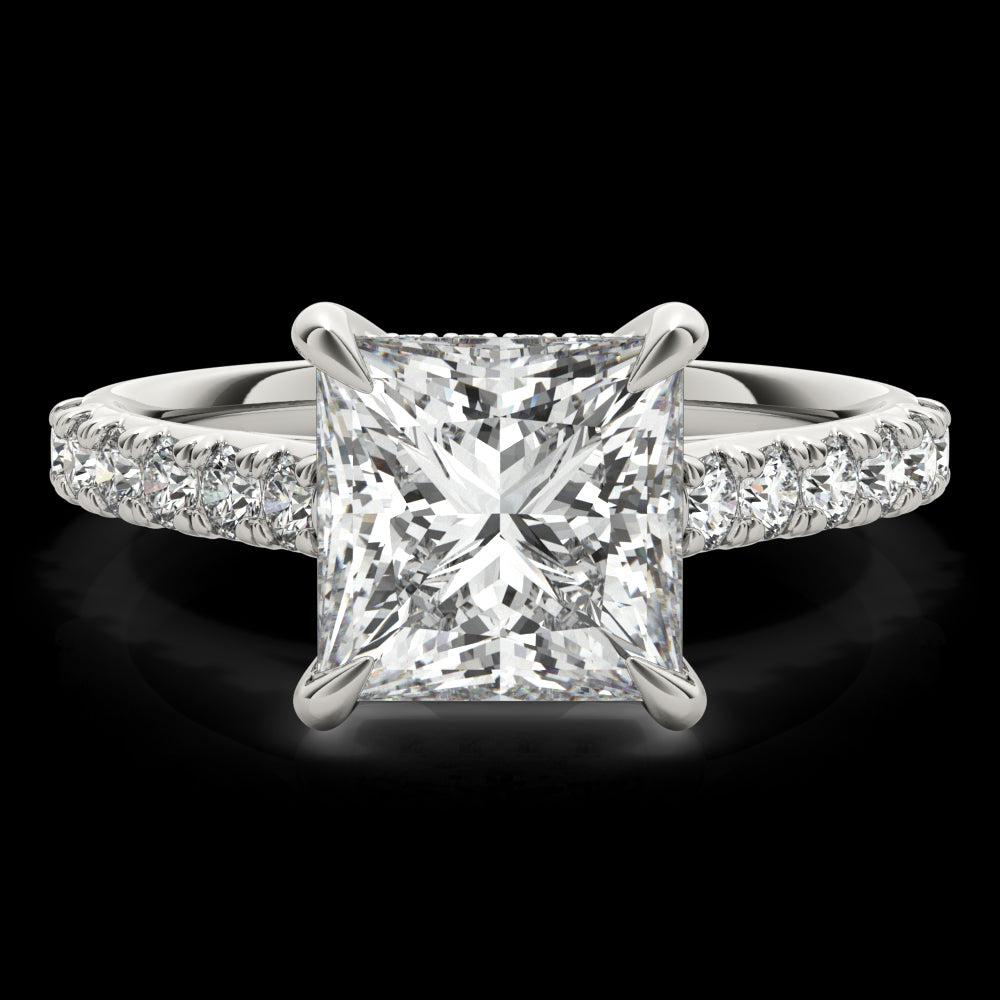 Princess Hidden Halo  Diamond Engagement Ring - Elgrissy Diamonds