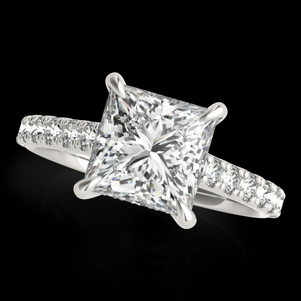 Princess Hidden Halo  Diamond Engagement Ring - Elgrissy Diamonds