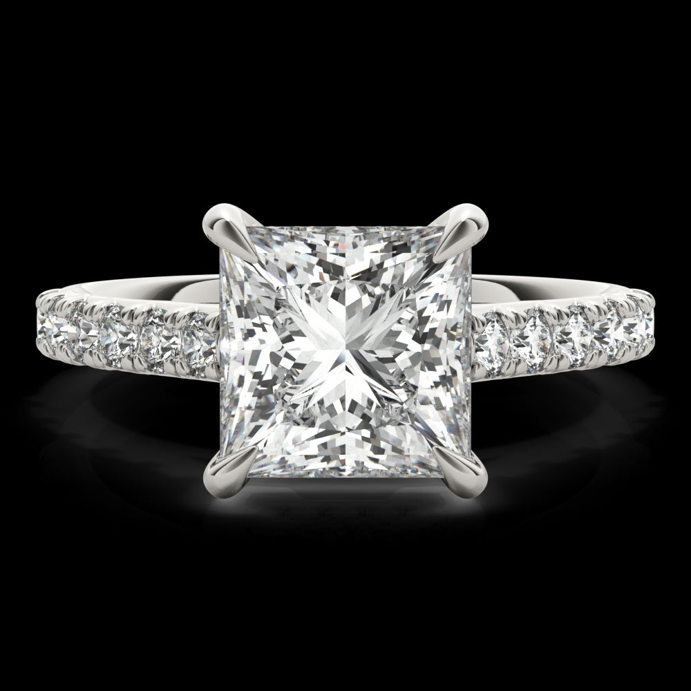 Princess Hidden Halo  Diamond Engagement Ring - Elgrissy Diamonds