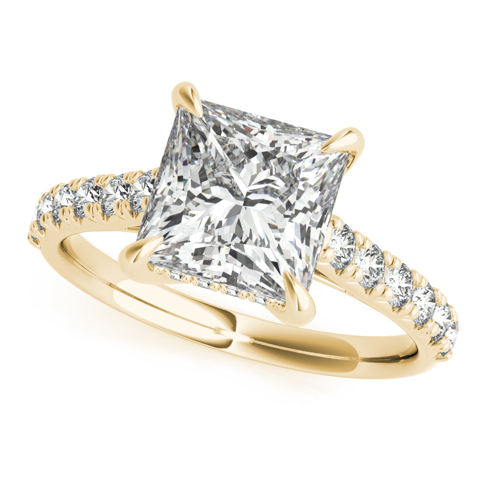 Princess Hidden Halo  Diamond Engagement Ring - Elgrissy Diamonds