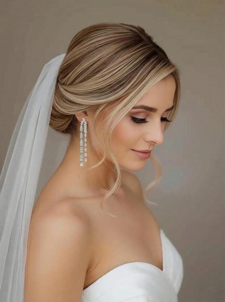 Mixed Shapes Two Layered Diamond Earrings