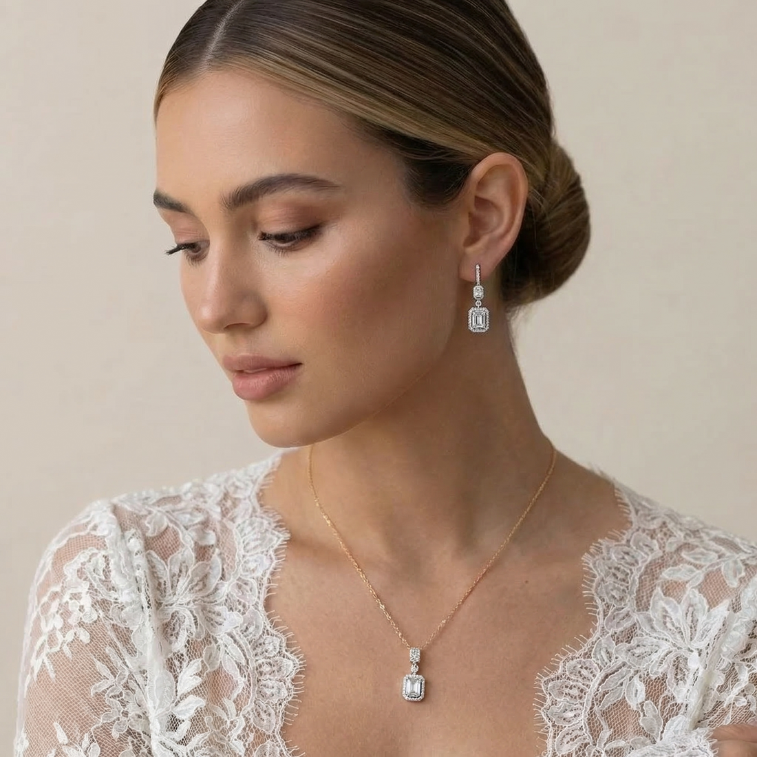 Double Halo Emerald Illusion Earrings