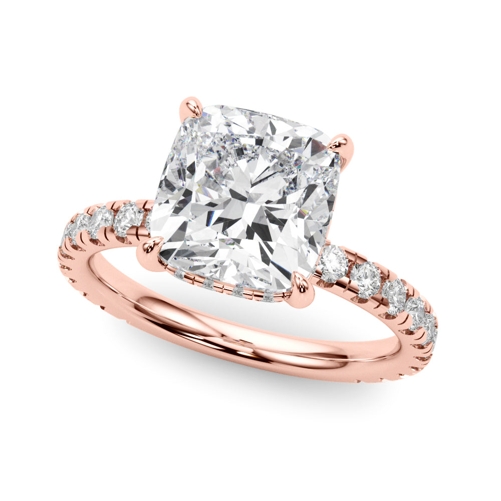 Cushion Hidden Halo Engagement Ring - Elgrissy Diamonds