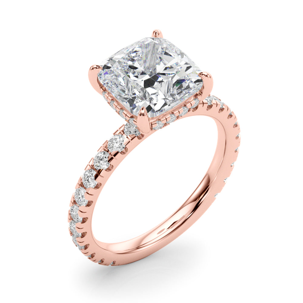 Cushion Hidden Halo Engagement Ring - Elgrissy Diamonds