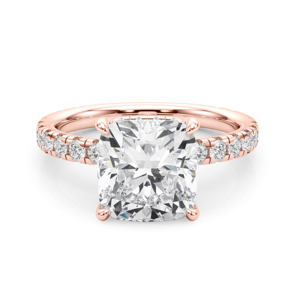 Cushion Hidden Halo Engagement Ring - Elgrissy Diamonds