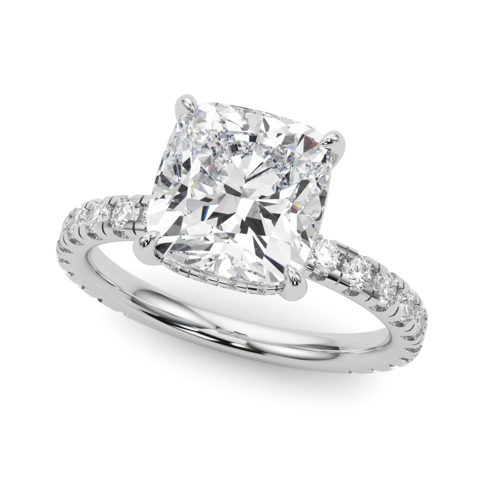 Cushion Hidden Halo Engagement Ring - Elgrissy Diamonds
