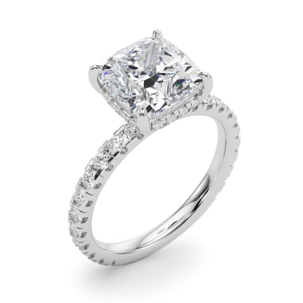 Cushion Hidden Halo Engagement Ring - Elgrissy Diamonds