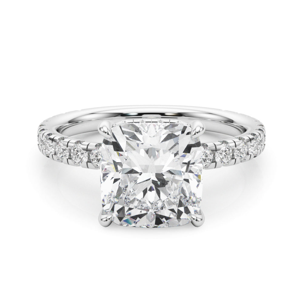 Cushion Hidden Halo Engagement Ring - Elgrissy Diamonds