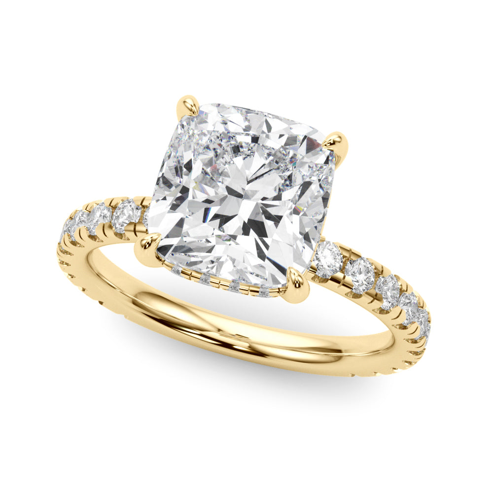 Cushion Hidden Halo Engagement Ring - Elgrissy Diamonds