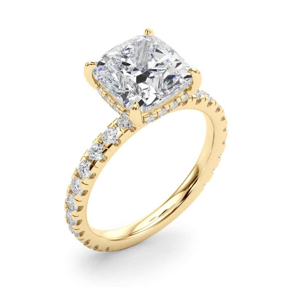 Cushion Hidden Halo Engagement Ring - Elgrissy Diamonds