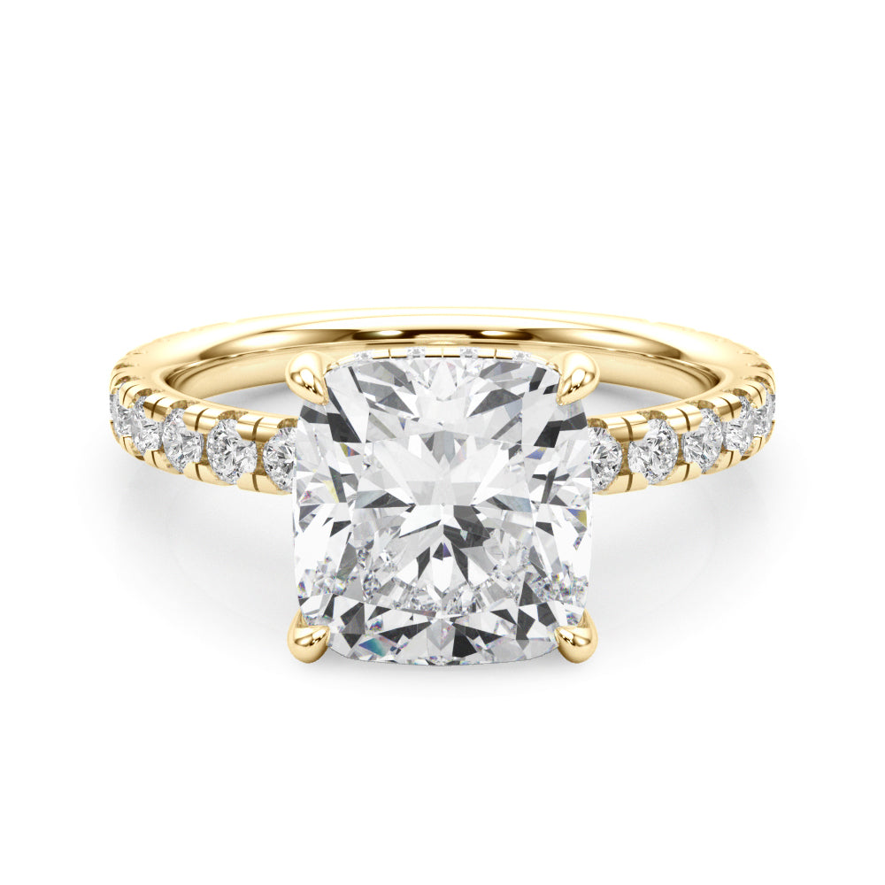 Cushion Hidden Halo Engagement Ring - Elgrissy Diamonds