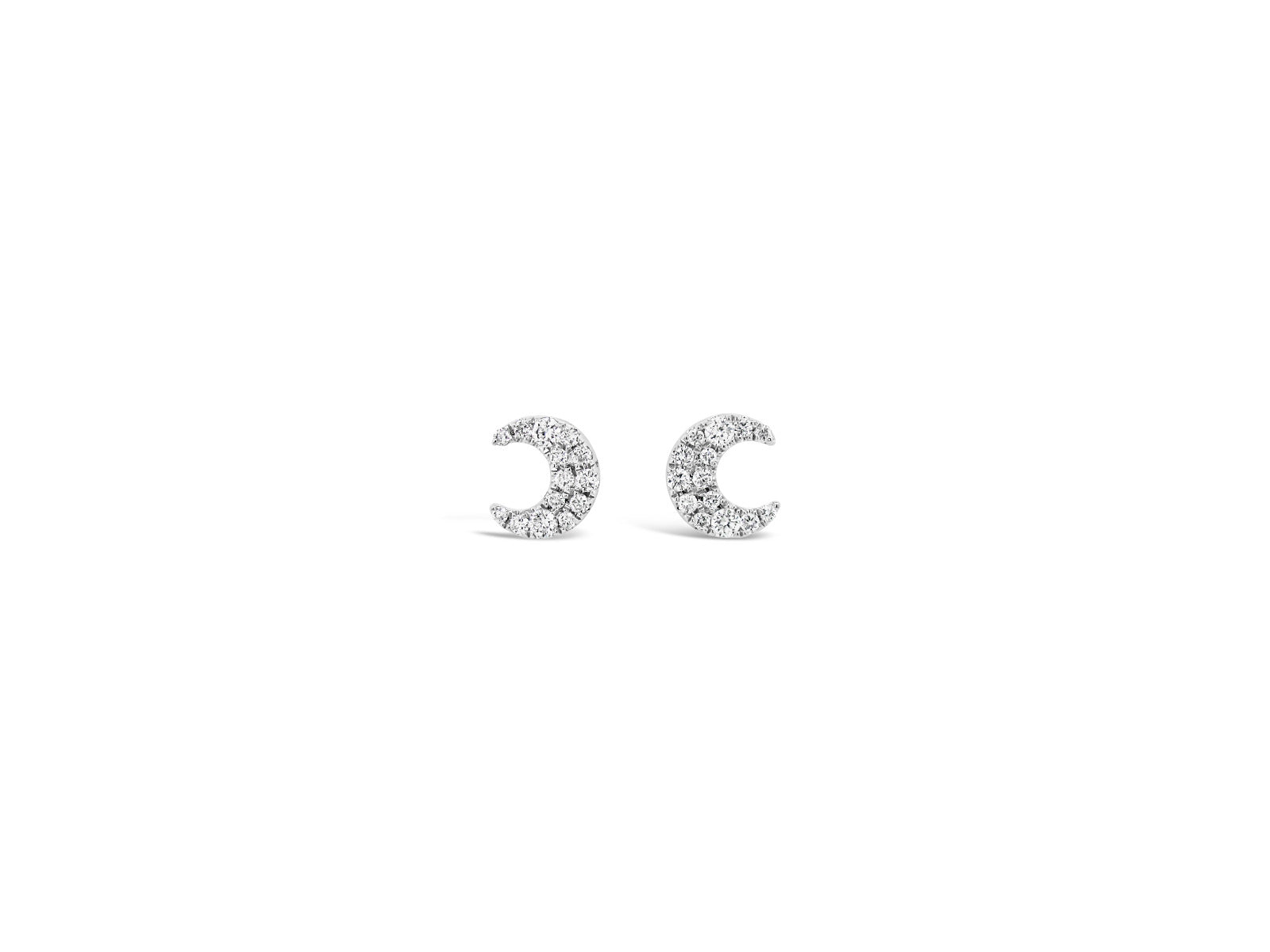 Crescent Moon Diamond Stud Earrings - Elgrissy Diamonds