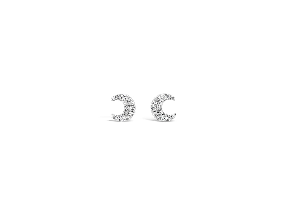 Crescent Moon Diamond Stud Earrings - Elgrissy Diamonds