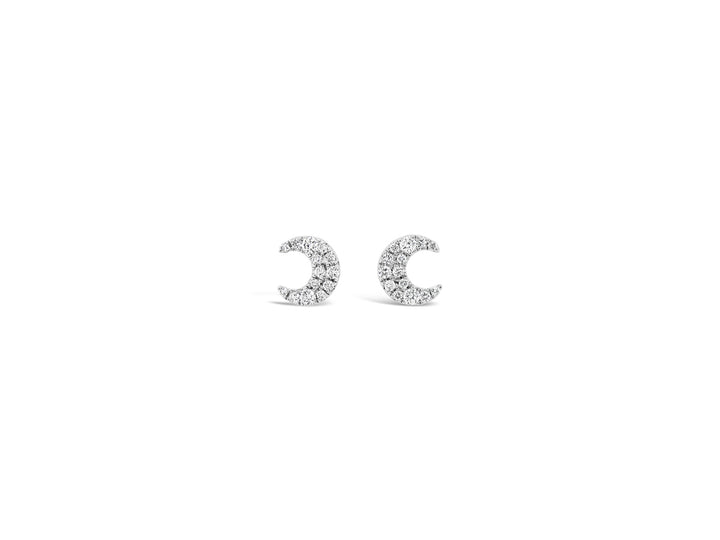 Crescent Moon Diamond Stud Earrings - Elgrissy Diamonds