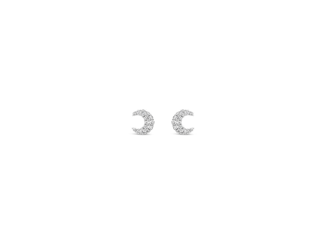 Crescent Moon Diamond Stud Earrings - Elgrissy Diamonds