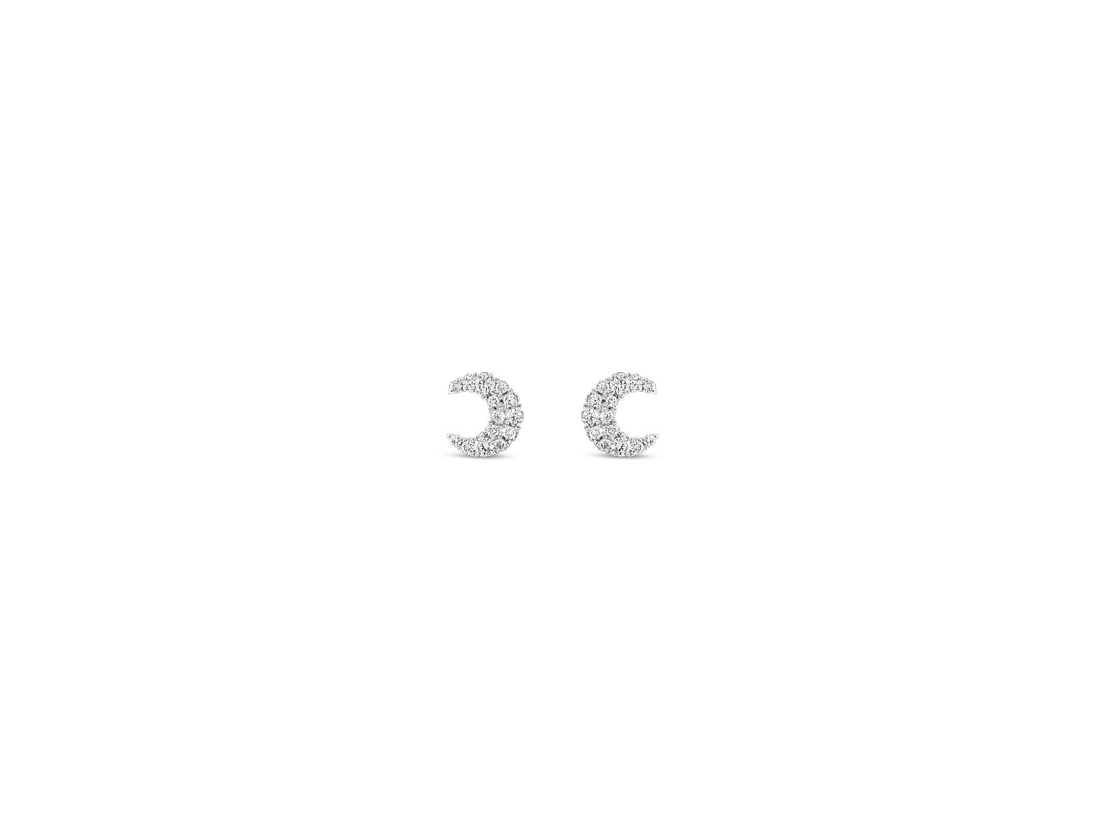 Crescent Moon Diamond Stud Earrings - Elgrissy Diamonds