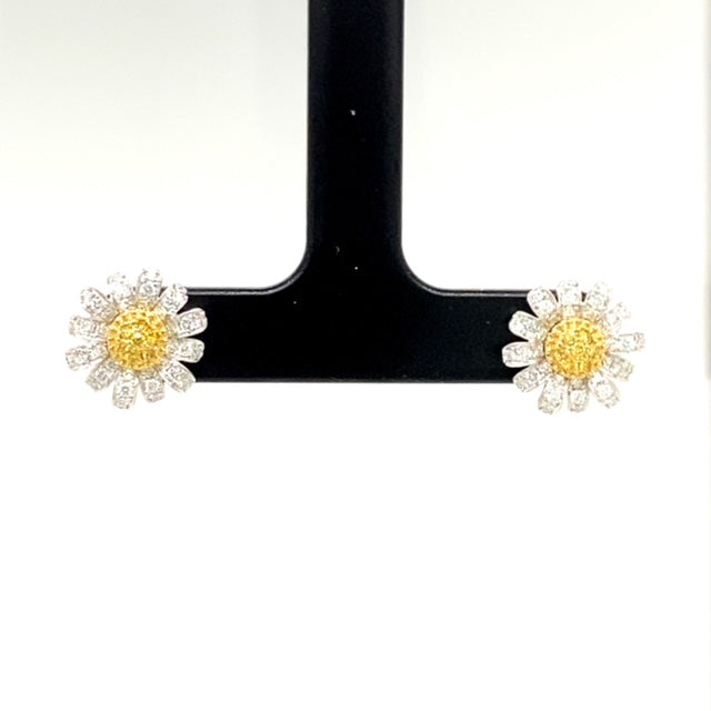 Yellow Diamond Daisy Studs - Elgrissy Diamonds