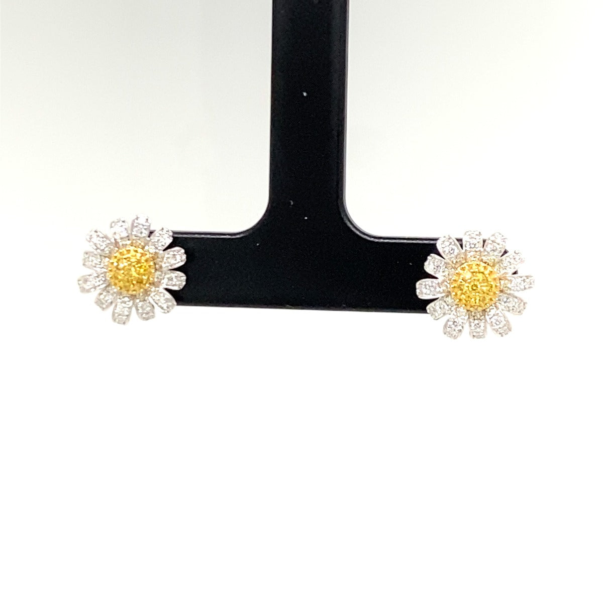 Yellow Diamond Daisy Studs - Elgrissy Diamonds