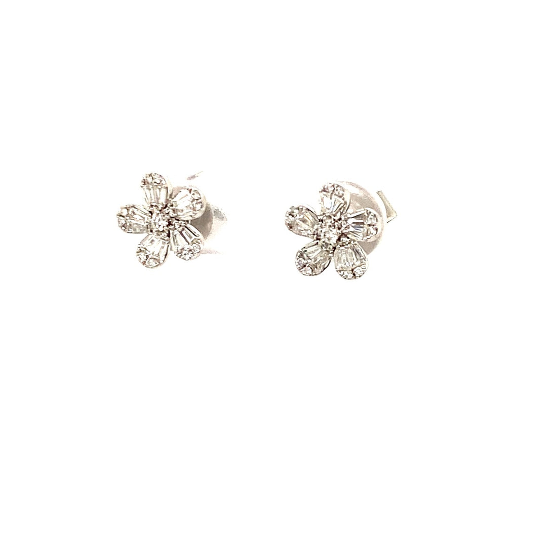 Tapered Baguette Flower Studs - Elgrissy Diamonds