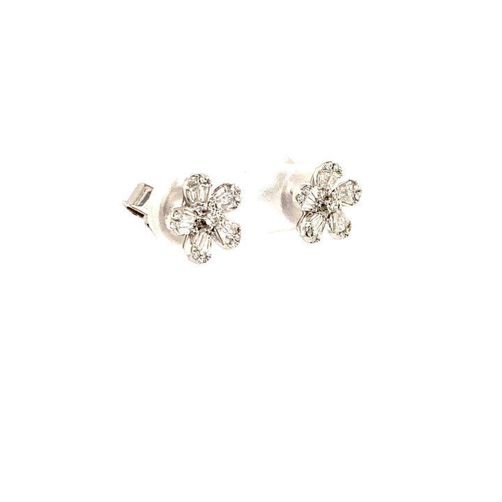 Tapered Baguette Flower Studs - Elgrissy Diamonds