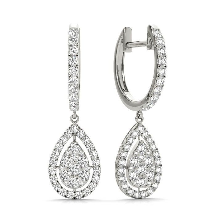 Float Pear Pavé Diamonds Earrings - Elgrissy Diamonds