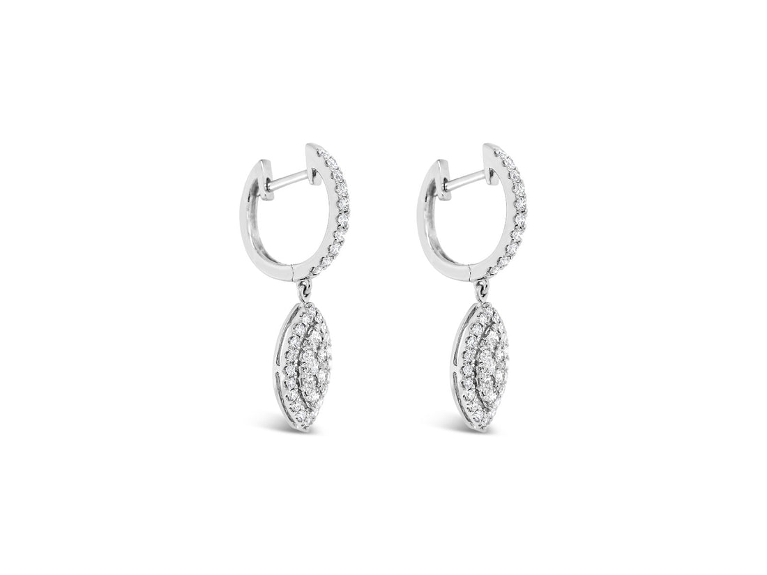 Marquise Pavé Halo Dangling Diamond Earrings - Elgrissy Diamonds