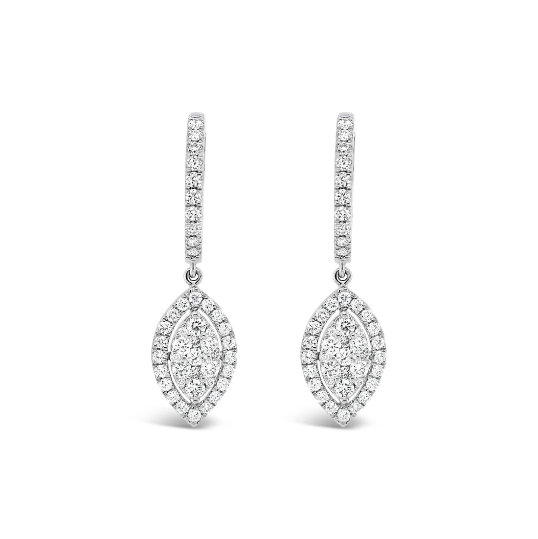 Marquise Pavé Halo Dangling Diamond Earrings - Elgrissy Diamonds