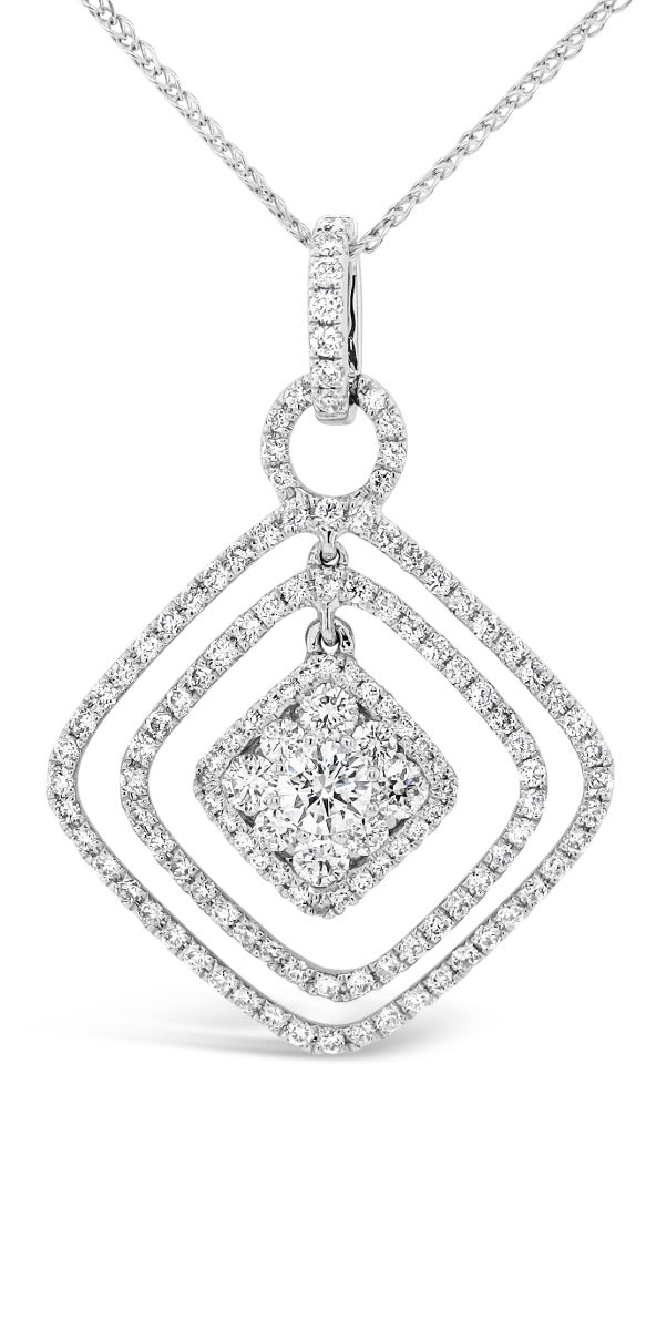 Cushion Halo Cluster Pendant Necklace - Elgrissy Diamonds